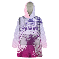 Personalised Hawaii Monk Seal Wearable Blanket Hoodie Polynesian Tattoo With Tropical Flowers - Purple Gradient LT14 One Size Purple - Polynesian Pride