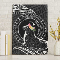 Personalised Hawaii Monk Seal Canvas Wall Art Polynesian Tattoo With Tropical Flowers - Black LT14 Without Frame Black - Polynesian Pride