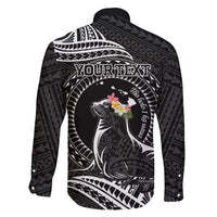 Personalised Hawaii Monk Seal Family Matching Tank Maxi Dress and Hawaiian Shirt Polynesian Tattoo With Tropical Flowers - Black LT14 - Polynesian Pride