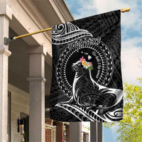 Personalised Hawaii Monk Seal Garden Flag Polynesian Tattoo With Tropical Flowers - Black LT14 House Flag Black - Polynesian Pride