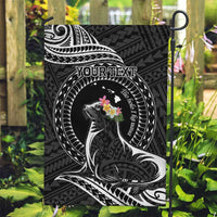 Personalised Hawaii Monk Seal Garden Flag Polynesian Tattoo With Tropical Flowers - Black LT14 Garden Flag Black - Polynesian Pride