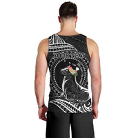 Personalised Hawaii Monk Seal Men Tank Top Polynesian Tattoo With Tropical Flowers - Black LT14 - Polynesian Pride