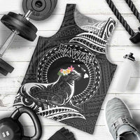 Personalised Hawaii Monk Seal Men Tank Top Polynesian Tattoo With Tropical Flowers - Black LT14 - Polynesian Pride
