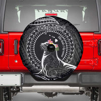 Personalised Hawaii Monk Seal Spare Tire Cover Polynesian Tattoo With Tropical Flowers - Black LT14 - Polynesian Pride