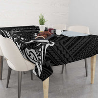 Personalised Hawaii Monk Seal Tablecloth Polynesian Tattoo With Tropical Flowers - Black LT14 - Polynesian Pride