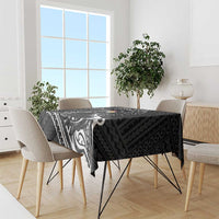 Personalised Hawaii Monk Seal Tablecloth Polynesian Tattoo With Tropical Flowers - Black LT14 - Polynesian Pride