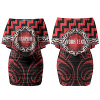 Aotearoa Ngapuhi Personalised Couples Matching Off Shoulder Short Dress and Hawaiian Shirt Maori Iwi Poutama Puhoro Tattoo