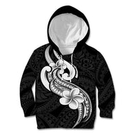 Polynesia Kid Hoodie Plumeria With Tribal Pattern Black Vibes LT14 Hoodie Black - Polynesian Pride