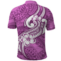 Polynesia Polo Shirt Plumeria With Tribal Pattern Pink Pastel Vibes LT14 - Polynesian Pride
