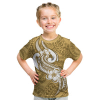 Polynesia Kid T Shirt Plumeria With Tribal Pattern Yellow Pastel Vibes LT14 Yellow - Polynesian Pride