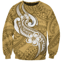Polynesia Sweatshirt Plumeria With Tribal Pattern Yellow Pastel Vibes LT14 Unisex Yellow - Polynesian Pride