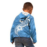 Polynesia Kid Hoodie Plumeria With Tribal Pattern Blue Pastel Vibes LT14 - Polynesian Pride