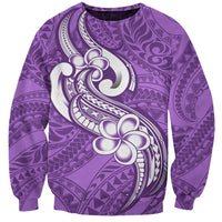 Polynesia Sweatshirt Plumeria With Tribal Pattern Purple Pastel Vibes LT14 Unisex Purple - Polynesian Pride