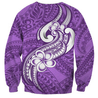 Polynesia Sweatshirt Plumeria With Tribal Pattern Purple Pastel Vibes LT14 - Polynesian Pride