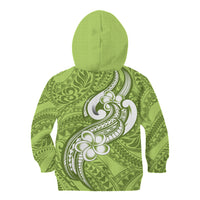 Polynesia Kid Hoodie Plumeria With Tribal Pattern Green Pastel Vibes LT14 - Polynesian Pride