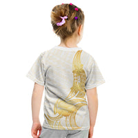 Polynesia White Sunday Kid T Shirt Polynesian Tattoo Plumeria Hibiscus Gold LT14 - Polynesian Pride