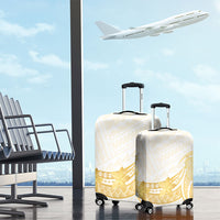 Polynesia White Sunday Luggage Cover Polynesian Tattoo Plumeria Hibiscus Gold LT14 - Polynesian Pride