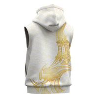 Polynesia White Sunday Sleeveless Hoodie Polynesian Tattoo Plumeria Hibiscus Gold