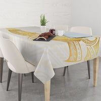 Polynesia White Sunday Tablecloth Polynesian Tattoo Plumeria Hibiscus Gold LT14 - Polynesian Pride