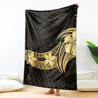 Gold Black Polynesia Hibiscus Plumeria Tattoo Blanket LT14 - Polynesian Pride