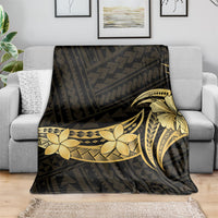 Gold Black Polynesia Hibiscus Plumeria Tattoo Blanket LT14 - Polynesian Pride