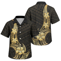 Gold Black Polynesia Hibiscus Plumeria Tattoo Family Matching Mermaid Dress and Hawaiian Shirt