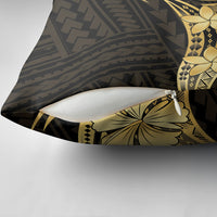 Gold Black Polynesia Hibiscus Plumeria Tattoo Pillow Cover LT14 - Polynesian Pride