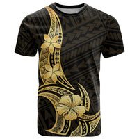 Gold Black Polynesia Hibiscus Plumeria Tattoo T Shirt