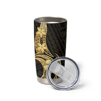 Gold Black Polynesia Hibiscus Plumeria Tattoo Tumbler Cup