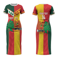 Custom Rugby Papua New Guinea and Lebanon Family Matching Short Sleeve Bodycon Dress and Hawaiian Shirt PNG Kumuls Cedars Together