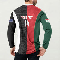 Custom Rugby New Zealand and Lebanon Button Sweatshirt All Black Cedars Together