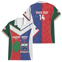 Custom Rugby Samoa and Lebanon Family Matching Mermaid Dress and Hawaiian Shirt Toa Samoa Cedars Together