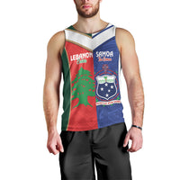 Custom Rugby Samoa and Lebanon Men Tank Top Toa Samoa Cedars Together