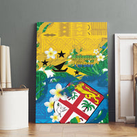 Malampa Fiji Day Canvas Wall Art 10 October Together We Grow Grunge Tapa Motifs