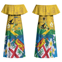 Malampa Fiji Day Family Matching Off Shoulder Maxi Dress and Hawaiian Shirt 10 October Together We Grow Grunge Tapa Motifs