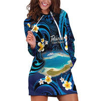 French Polynesia Tetiaroa Atoll Hoodie Dress Polynesian Curves Style LT14 Blue - Polynesian Pride