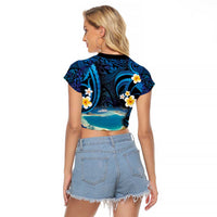 French Polynesia Tetiaroa Atoll Raglan Cropped T Shirt Polynesian Curves Style LT14 - Polynesian Pride