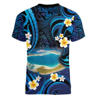 French Polynesia Tetiaroa Atoll Women V-Neck T-Shirt Polynesian Curves Style LT14 - Polynesian Pride