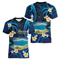 French Polynesia Tetiaroa Atoll Women V-Neck T-Shirt Polynesian Curves Style LT14 - Polynesian Pride