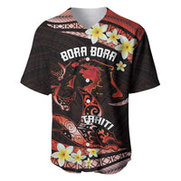 Personalised Tahiti Bora Bora Baseball Jersey Manta Rays With Polynesian Plumeria