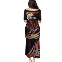 Personalised Tahiti Bora Bora Family Matching Puletasi and Hawaiian Shirt Manta Rays With Polynesian Plumeria