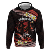 Personalised Tahiti Bora Bora Hoodie Manta Rays With Polynesian Plumeria LT14 Pullover Hoodie Red - Polynesian Pride