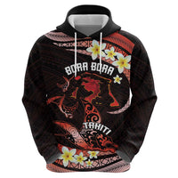 Personalised Tahiti Bora Bora Hoodie Manta Rays With Polynesian Plumeria LT14 - Polynesian Pride
