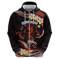 Personalised Tahiti Bora Bora Hoodie Manta Rays With Polynesian Plumeria LT14 - Polynesian Pride