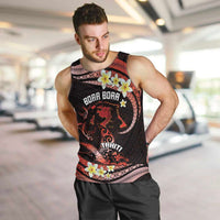 Personalised Tahiti Bora Bora Men Tank Top Manta Rays With Polynesian Plumeria LT14 Red - Polynesian Pride