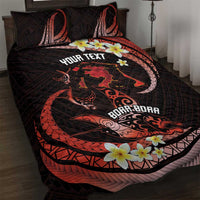 Personalised Tahiti Bora Bora Quilt Bed Set Manta Rays With Polynesian Plumeria