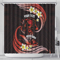 Personalised Tahiti Bora Bora Shower Curtain Manta Rays With Polynesian Plumeria