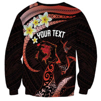 Personalised Tahiti Bora Bora Sweatshirt Manta Rays With Polynesian Plumeria LT14 - Polynesian Pride