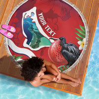 Personalised Kiribati Tarawa Atoll Beach Blanket Frigate Bird With Map Tropical Style LT14 - Polynesian Pride