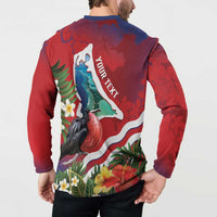 Personalised Kiribati Tarawa Atoll Button Sweatshirt Frigate Bird With Map Tropical Style LT14 - Polynesian Pride